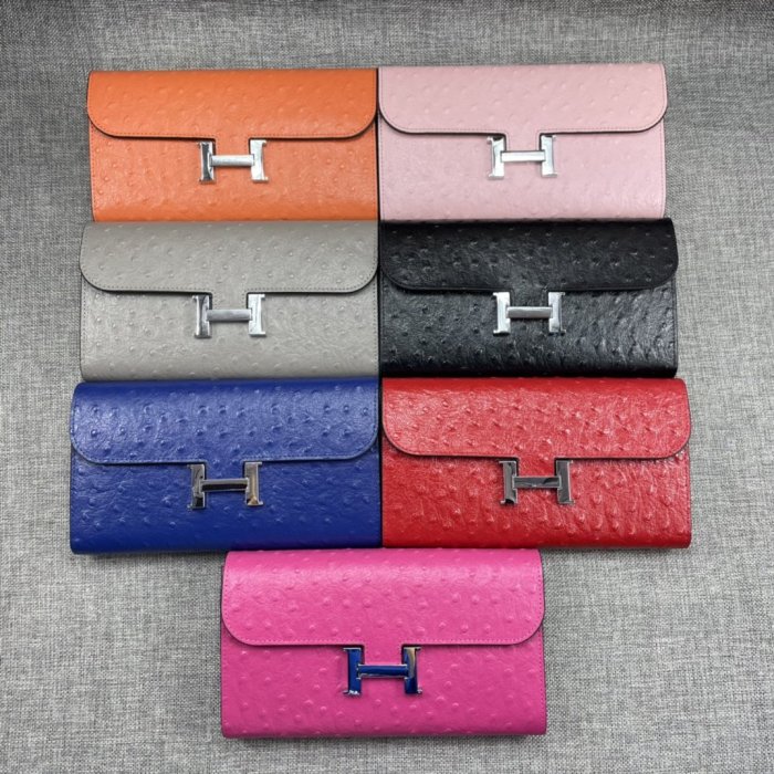 Hermes Womens Mens Wallets Purse Constance Clutch Leather Design Coin Bag with Original Box