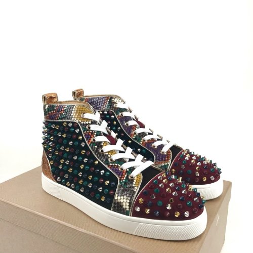 Christian Louboutin Mens Shoes Luxury Brand Red Bottom Design Louis Junior Spikes Flat with Original Box CL sneakers