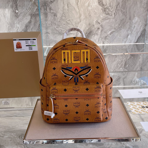 MCM Women Bags Backpacks Luxury Brand Stark Backpack in Geo Laurel Visetos with Original Box MMKBSVE06CO001