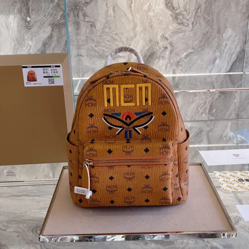 MCM Women Bags Backpacks Luxury Brand Stark Backpack in Geo Laurel Visetos with Original Box MMKBSVE06CO001