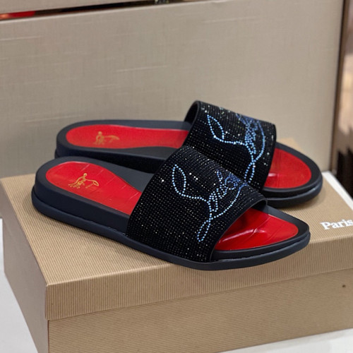 Christian Louboutin CL Men Shoes Slippers Luxury Brand Red Botton Mens Slides with Original Box