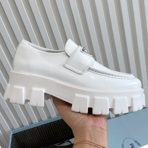 Prada Women Shoes Casual Design Luxury Brand Monolith pointy brushed leather loafers 1D663M_055_F0009_F_055 with Original Box