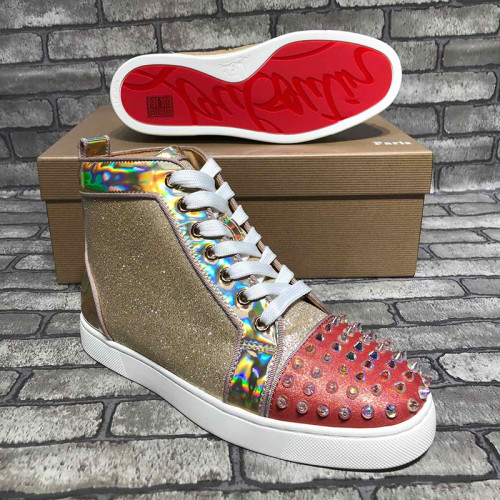 Christian Louboutin Mens Shoes Luxury Brand Red Bottom Design Louis Junior Spikes Flat with Original Box CL sneakers