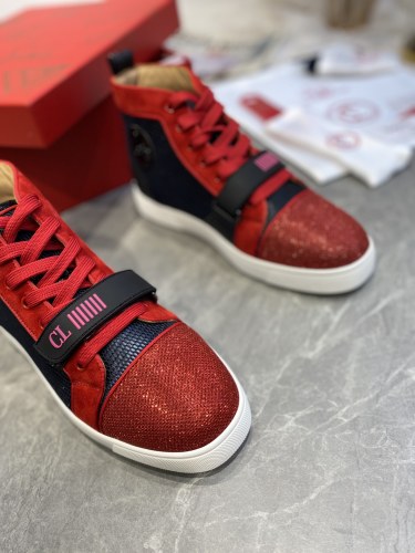 Christian Louboutin Mens Shoes Luxury Brand Red Bottom Design Louis Junior Spikes Flat with Original Box CL sneakers