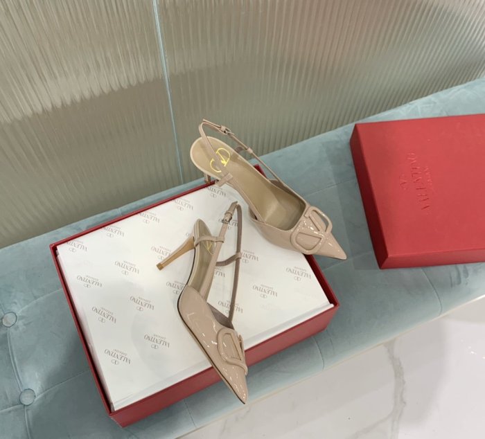 Valentino Women Shoes Mule Flip Flop Sandals VLOGO SIGNATURE CALFSKIN SLINGBACK PUMP 80 MM / 3.15 IN. with Original Box