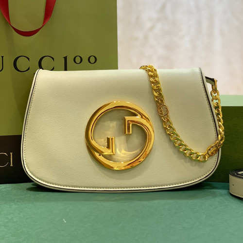Gucci Womens Bags Shoulder Messenger Bag Luxury Brand Gucci Blondie shoulder bag in white leather with Original Box 699268 UXX0G 9022