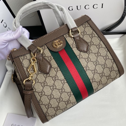 Gucci Womens Mens Bags Crossbody Handbags Luxury GG Shoulder Bag Leather Luxury Brand 547551 K05NB 8745 Beige / Ebony GG Supreme Ophidia Small Tote Bag