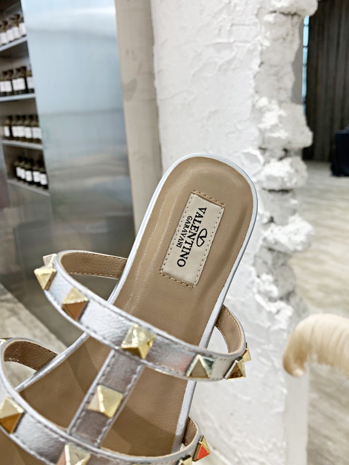 Valentino Women Shoes Mule Flip Flop Sandals ROMAN STUD SLIDE SANDAL IN QUILTED NAPPA with Original Box Luxury Brand