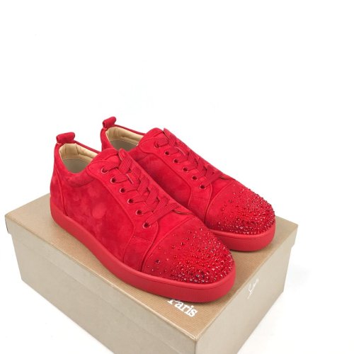 Christian Louboutin Mens Shoes Luxury Brand Red Bottom Design Louis Junior Spikes Flat with Original Box CL sneakers