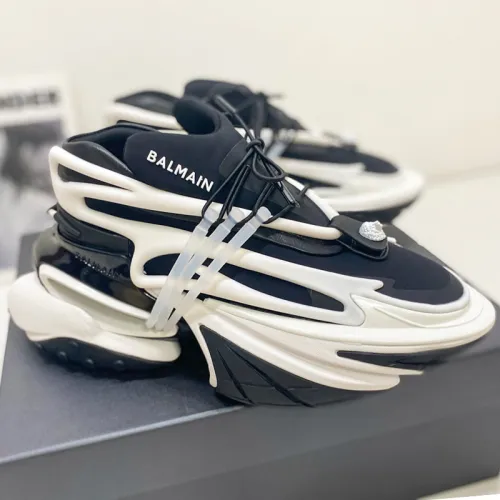 Balmain Mens Shoes Sneakers Luxury Brand Black and white leather and suede BBold low-top sneakers TN0C496LSHDEAB