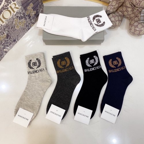 Balenciaga Socks 5 Pairs with Original Box Luxury Brand Breathable Balenciaga Sock