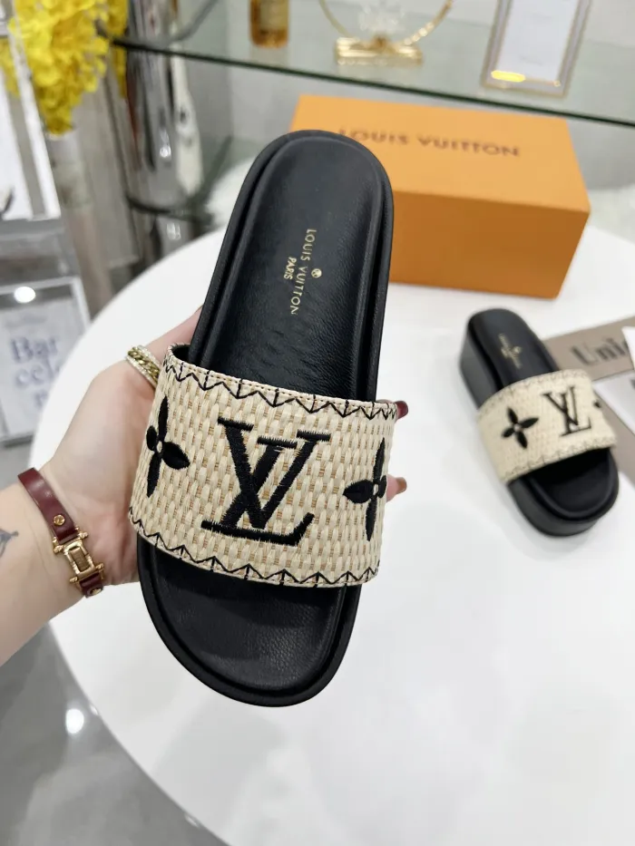 Louis Vuitton Womens Shoes Sandals Slippers Luxury Brand Louis Vuitton JUMBO FLATFORM MULE with Original Box 1A9QYY