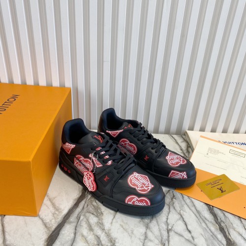 Louis Vuitton Men Shoes Fashion Sneakers Design Luxury Brand LV TRAINER SNEAKER Black with Original Box 1A9JBB