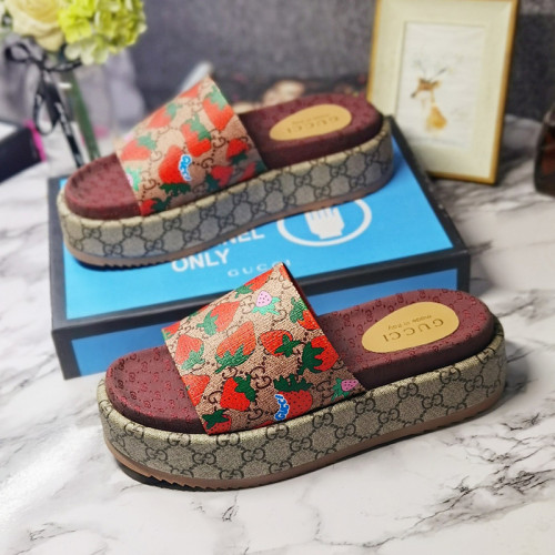 Gucci Mens Shoes Sandals Slides Slippers Luxury Brand Thick Sole Design with Original Box