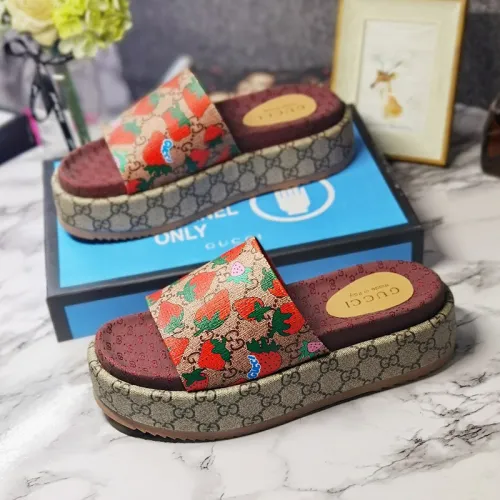 Gucci Mens Shoes Sandals Slides Slippers Luxury Brand Thick Sole Design with Original Box