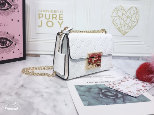 Gucci Womens Bags Shoulder Messenger Bag Luxury Brand Padlock small shoulder bag in GG Supreme canvas - Gucci 409487 KLQJG 9763