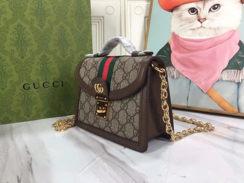 Gucci Womens Bags Shoulder Messenger Bag Luxury Brand Gucci Ophidia GG mini shoulder bag in brown and white canvas with Original Box 696180 96IWG 8745