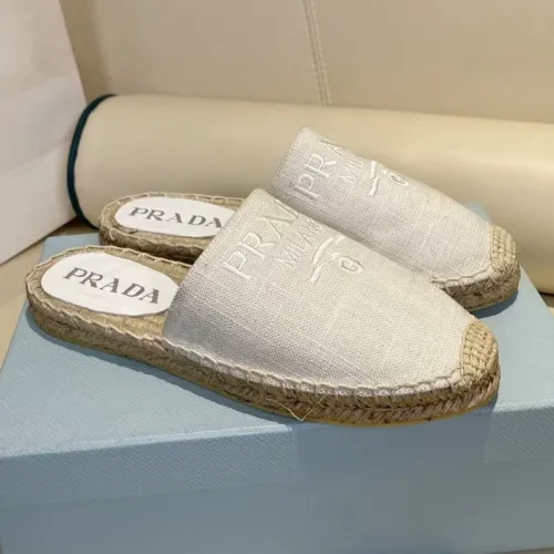 Prada Womens Shoes Casual Luxury Brand Breathable Hemp espadrilles Shoes Sandals Slippers with Original Box