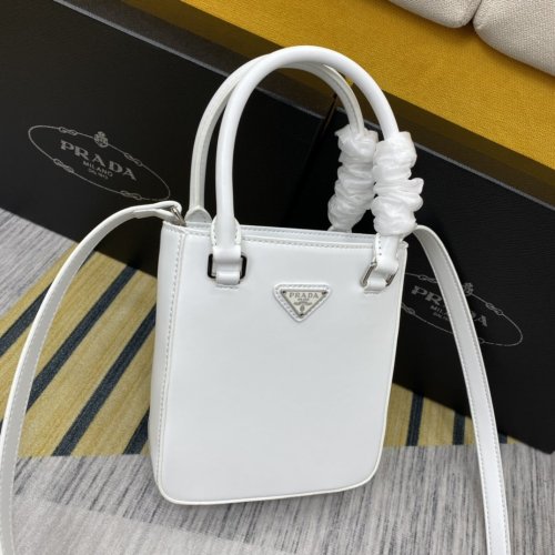 Prada Womens Bag Small Brushed Leather Tote
