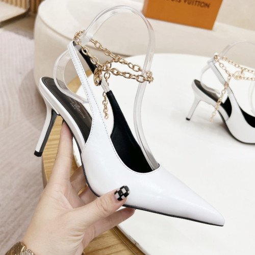 Louis Vuitton Womens Shoes Pumps Sandals Leather Design Luxury Brand Fashion Sandals with Original Box 8cm Heel