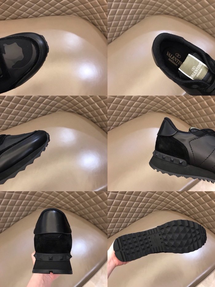 Valentino Men Shoes Fashion Design Luxury Brand ROCKRUNNER CAMOUFLAGE LAMINATED STUDDED SNEAKER with Original Box