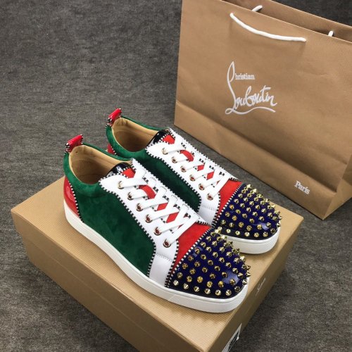 Christian Louboutin Mens Shoes Luxury Brand Red Bottom Design Louis Junior Spikes Flat with Original Box CL sneakers