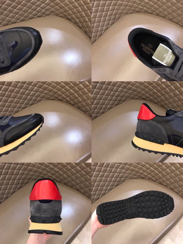 Valentino Men Shoes Fashion Design Luxury Brand ROCKRUNNER CAMOUFLAGE LAMINATED STUDDED SNEAKER with Original Box