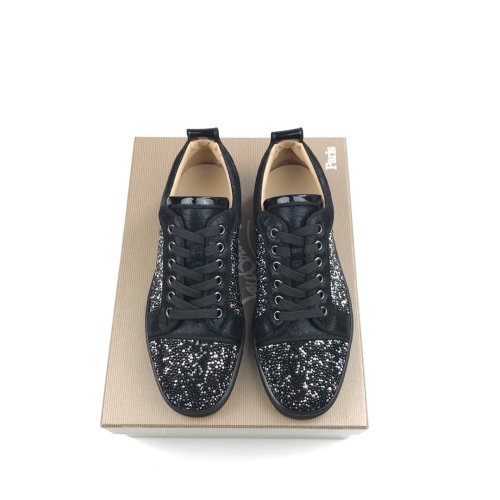 Christian Louboutin Mens Shoes Luxury Brand Red Bottom Design Louis Junior Spikes Flat with Original Box CL sneakers