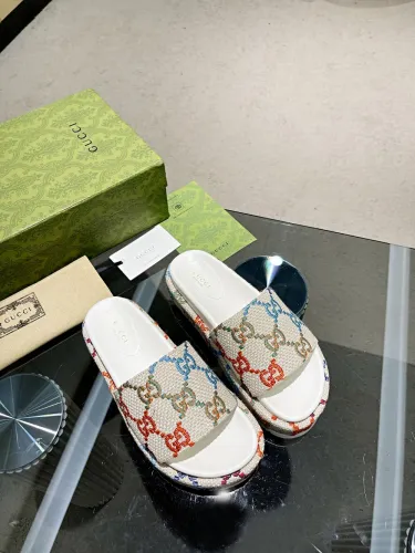 Gucci Womens Shoes Platform Slide Sandal Summer Design Luxury Brand Double GG Women Slippers with Original Box 623212 UFT00 8464