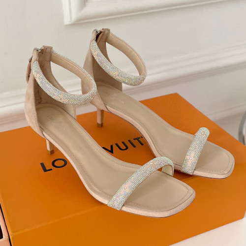 Louis Vuitton Womens Shoes Sandals Slippers Luxury Brand APPEAL SANDAL 1A965J Suede baby goat leather and strass with Original Box 5.5cm Heel