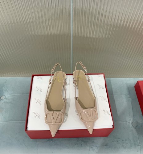 Valentino Women Shoes Mule Flip Flop Sandals VLOGO SIGNATURE CALFSKIN SLINGBACK PUMP Flat with Original Box Luxury Brand