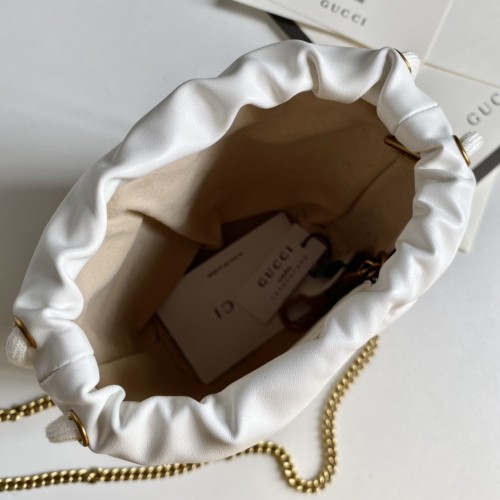 Gucci Womens Bags Shoulder Bag Luxury Brand White Leather GG Marmont Mini Bucket Bag with Original Box 575163 DTDRT 9022
