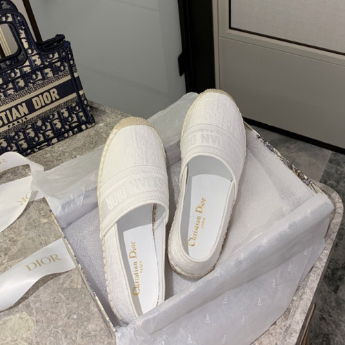 Dior Women Shoes Luxury Brand Design Dior Granville Espadrille White Dior Oblique Embroidered Cotton Women Shoes