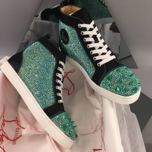 Christian Louboutin Mens Shoes Luxury Brand Red Bottom Design Louis Junior Spikes Flat with Original Box CL sneakers