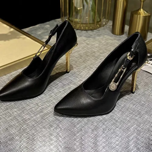 Versace Brand Womens Sandals Shoes Leather Big Size LA MEDUSA PATENT SAFETY PIN LEATHER PUMPS High Heel Design Luxury Brand Sandals for Women