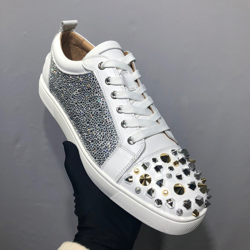 Christian Louboutin Mens Shoes Luxury Brand Red Bottom Design Louis Junior Spikes Flat with Original Box CL sneakers