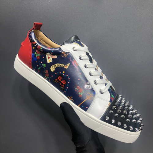 Christian Louboutin Mens Shoes Luxury Brand Red Bottom Design Louis Junior Spikes Flat with Original Box CL sneakers