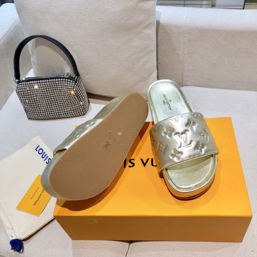 Louis Vuitton Womens Shoes Sandals Slippers Luxury Brand Louis Vuitton JUMBO FLATFORM MULE with Original Box 1A9QYY