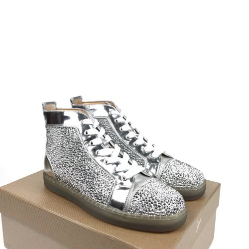 Christian Louboutin Mens Shoes Luxury Brand Red Bottom Design Louis Junior Spikes Flat with Original Box CL sneakers