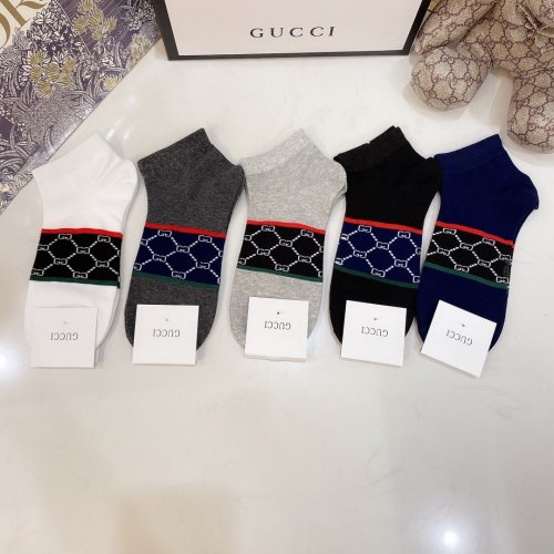Gucci Socks 5 Pairs with Original Box Luxury Brand Breathable Gucci Sock