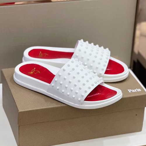 Christian Louboutin CL Men Shoes Slippers Luxury Brand Red Botton Mens Slides with Original Box