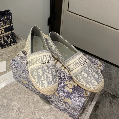 Dior Women Shoes Luxury Brand Design Dior Granville Espadrille Gray Dior Oblique Embroidered Cotton KCB585OBE_S33G