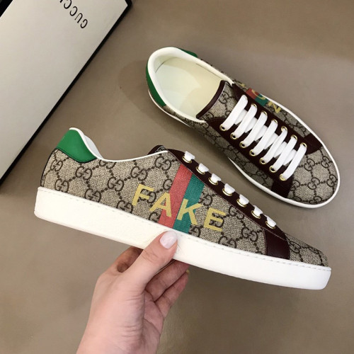 Gucci Women Shoes Sneakers Luxury Brand Women's 'Fake/Not' print Ace sneaker 636359 2GC10 8260