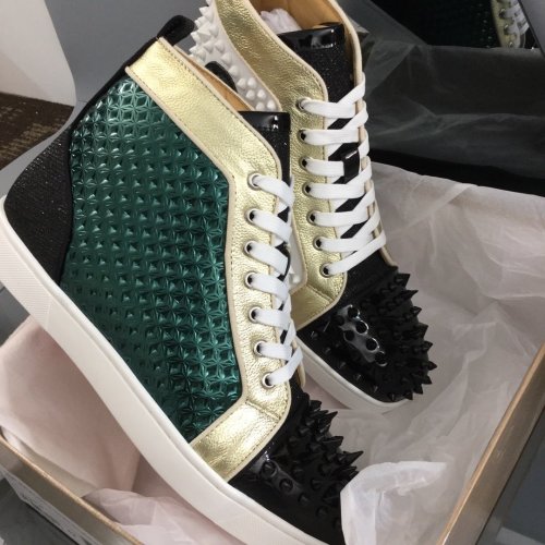 Christian Louboutin Mens Shoes Luxury Brand Red Bottom Design Louis Junior Spikes Flat with Original Box CL sneakers
