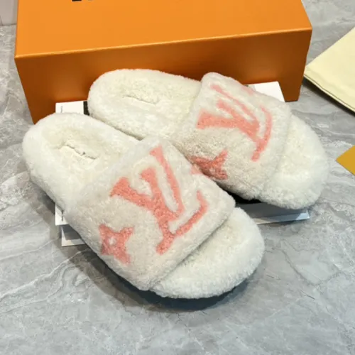 Louis Vuitton Womens Shoes Slide Slippers for Winter Wool Fabric Luxury Brand Designer PASEO FLAT COMFORT MULE with Original Box