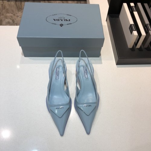 Prada Womens Shoes Brushed Leather Slingback Pumps