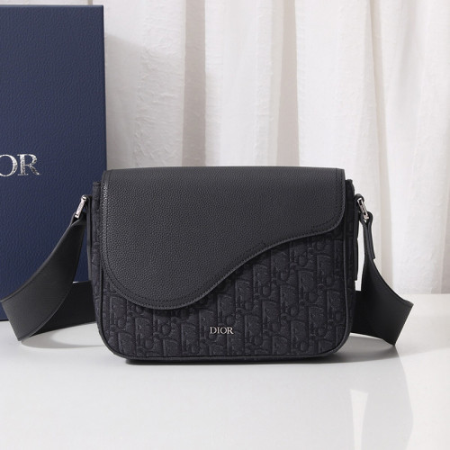 Dior Mens Bags Shoulder Messenger Bags Luxury Brand Dior MINI SADDLE MESSENGER BAG Black Dior Oblique Jacquard and Grained Calfskin with Original Box
