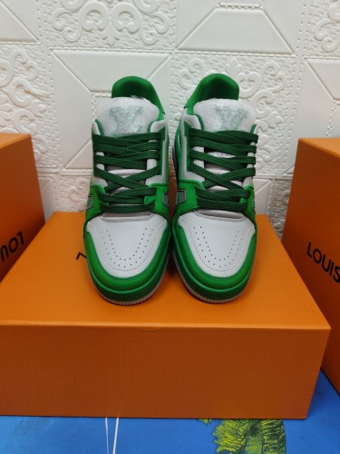 Louis Vuitton Womens Shoes Fashion Sneakers Design Luxury Brand LV TRAINER SNEAKER Mix of materials with Original Box 1A9JI9