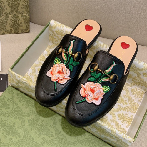 Gucci Womens Shoes Slippers Slides Casual Design Luxury Brand Leather Princetown leather slipper with Original Box