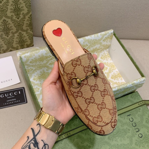 Gucci Womens Shoes Slippers Slides Casual Design Luxury Brand Leather Princetown leather slipper with Original Box